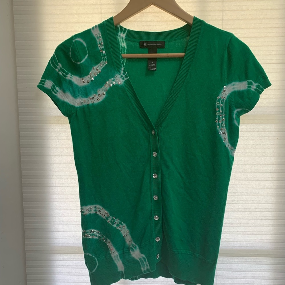 inc international concepts Green Tie Dye Top